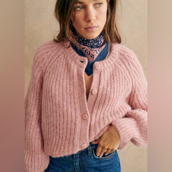 Sezane Emile Cardigan in Mottled Pink